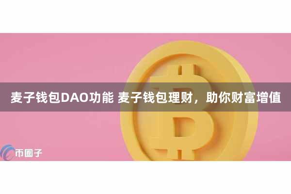 麦子钱包DAO功能 麦子钱包理财，助你财富增值