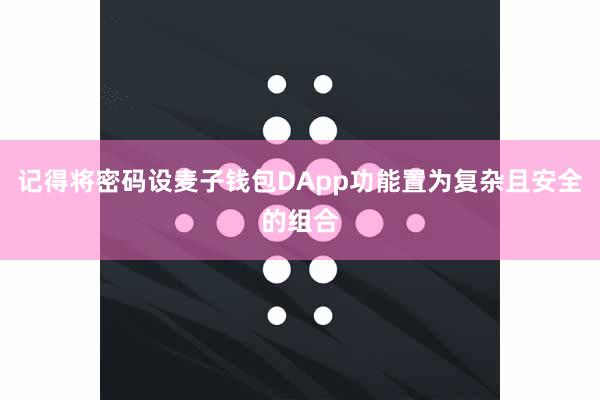 记得将密码设麦子钱包DApp功能置为复杂且安全的组合